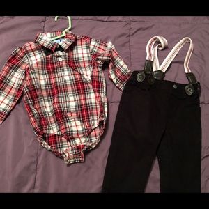 Dress shirt with bow and dress pants- 9-12 months